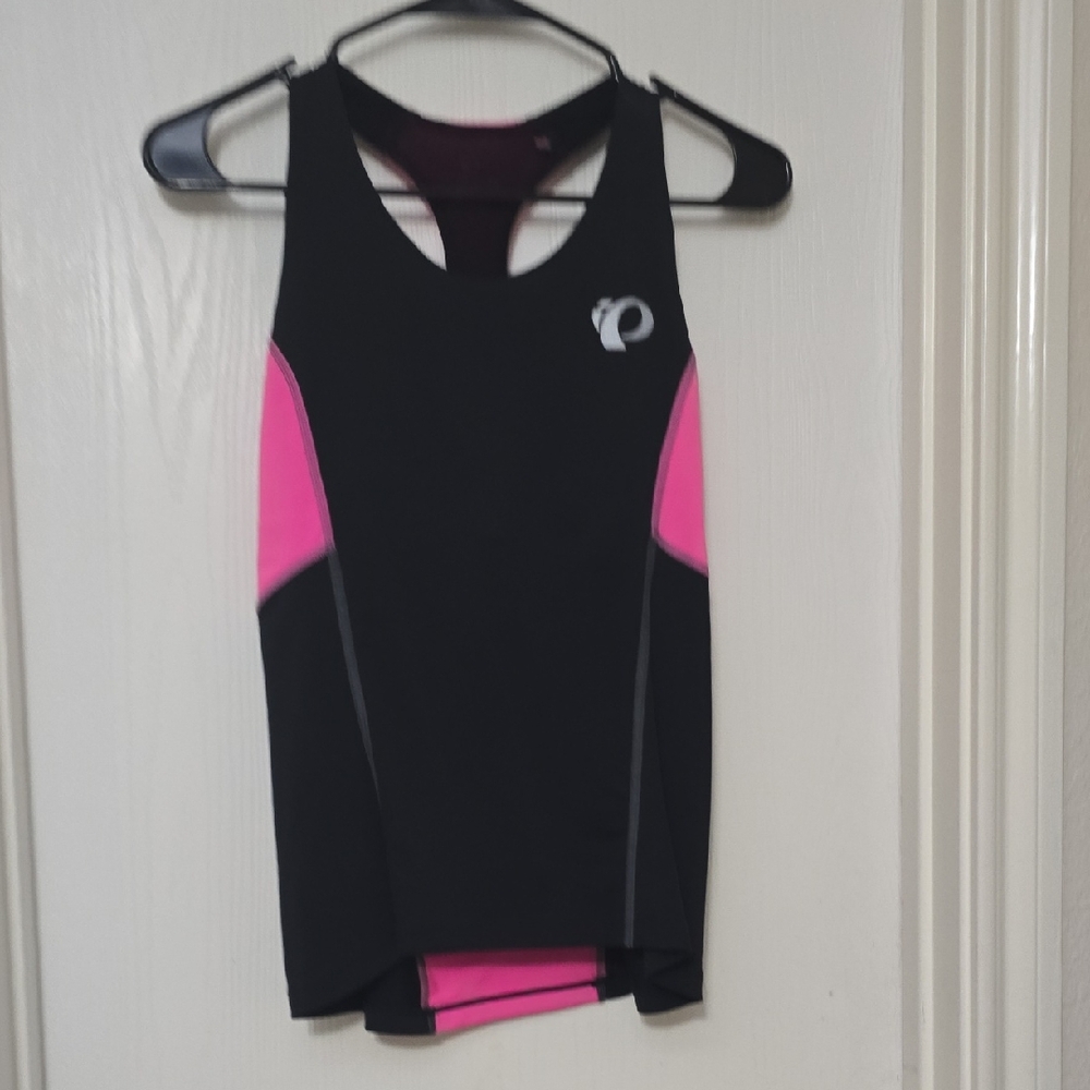 Pearl Izumi Women's Tank Top in Black with Pink Panels.  SIZE LARGE